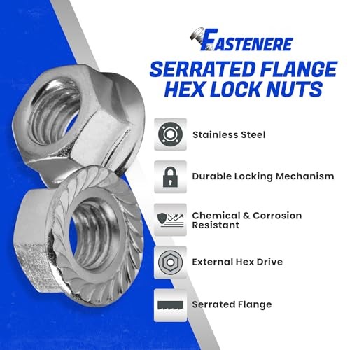 Serrated Flange Nuts – #10-32 (100-Pack), Durable Stainless 10-32 (100 Pack)
