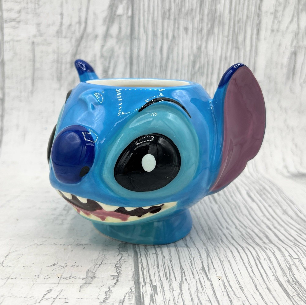 Disney Lilo & Stitch Shaped Blue Ceramic Tea Coffee Mug 3D Face