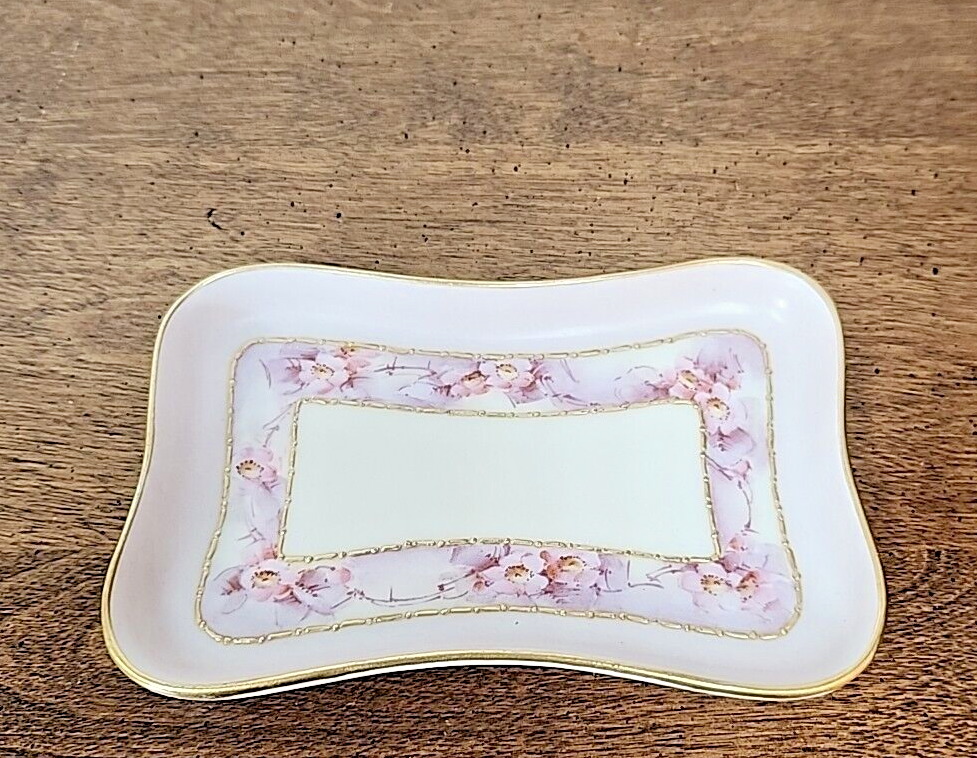 MZ AUSTRIA PINK - GOLD - RECTANGULAR PIN DISH