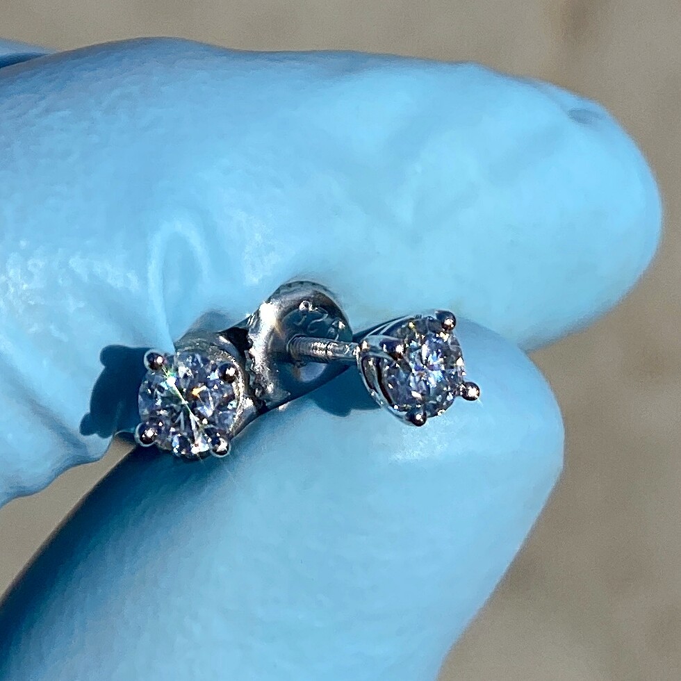0.6CT TW Moissanite Stud Earrings Set Real Solid 925 Sterling Silver Round 4MM