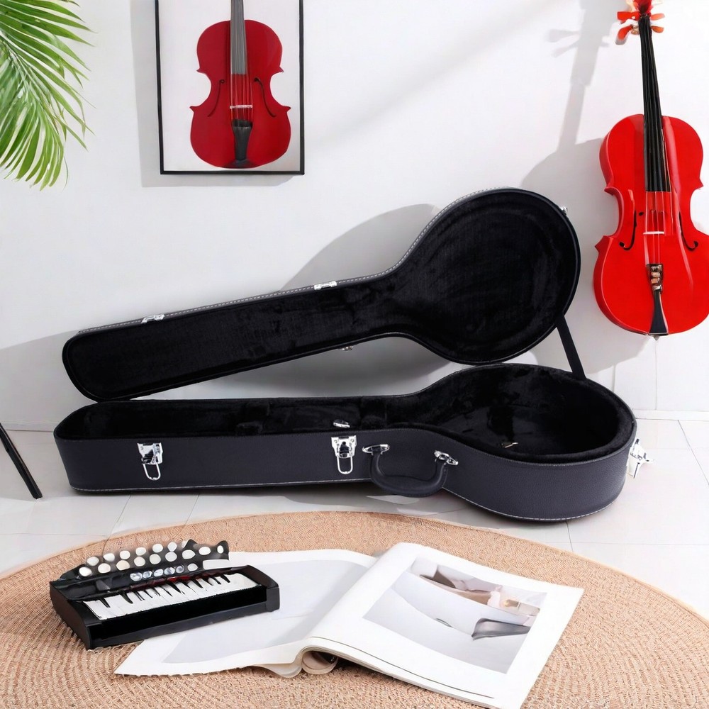 Black 5-6 String Banjos Hard Shell Case With Microgroove, Banjoline Hard Case