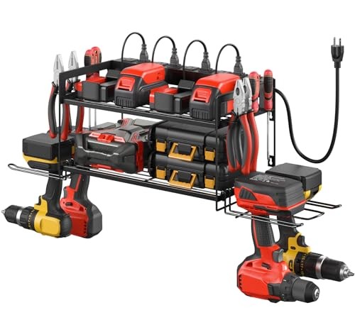 Garage Tools Storage with Charging Station. Power Tool Battery Small 2 Layer