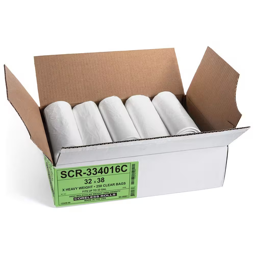33 Gallon Clear High Density Source Reduction Trash Bag