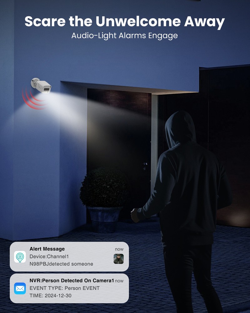 Camstro 8CH NVR 4K Color Night Vision POE Security Camera System Two Way Audio