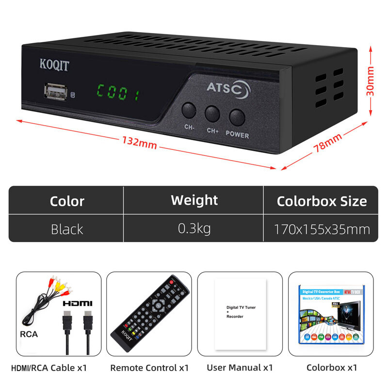 North America Digital Converter Box ATSC Tuner Tv Receiver Decoder Set Top Box