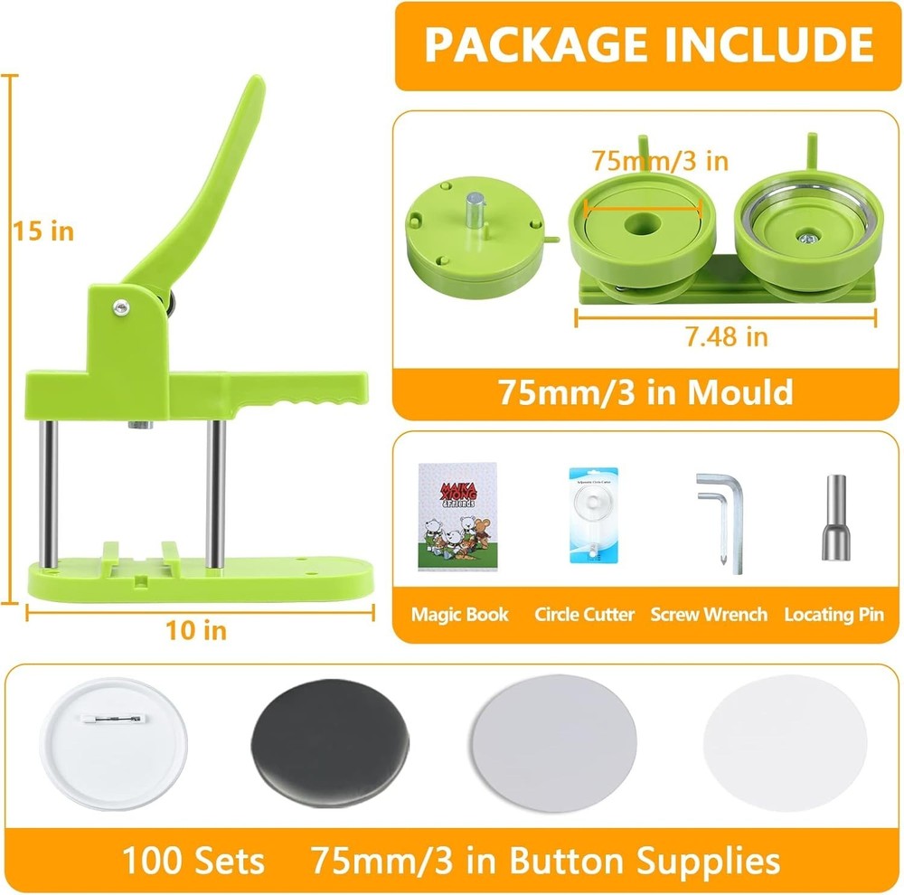 75mm Button Press Machine - Durable, User-Friendly & Perfect for DIY Projects!