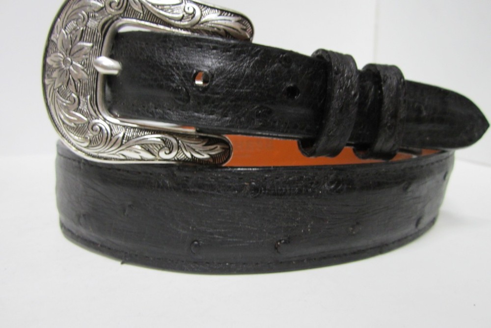 GENUINE OSTRICH BELTS , BLACK