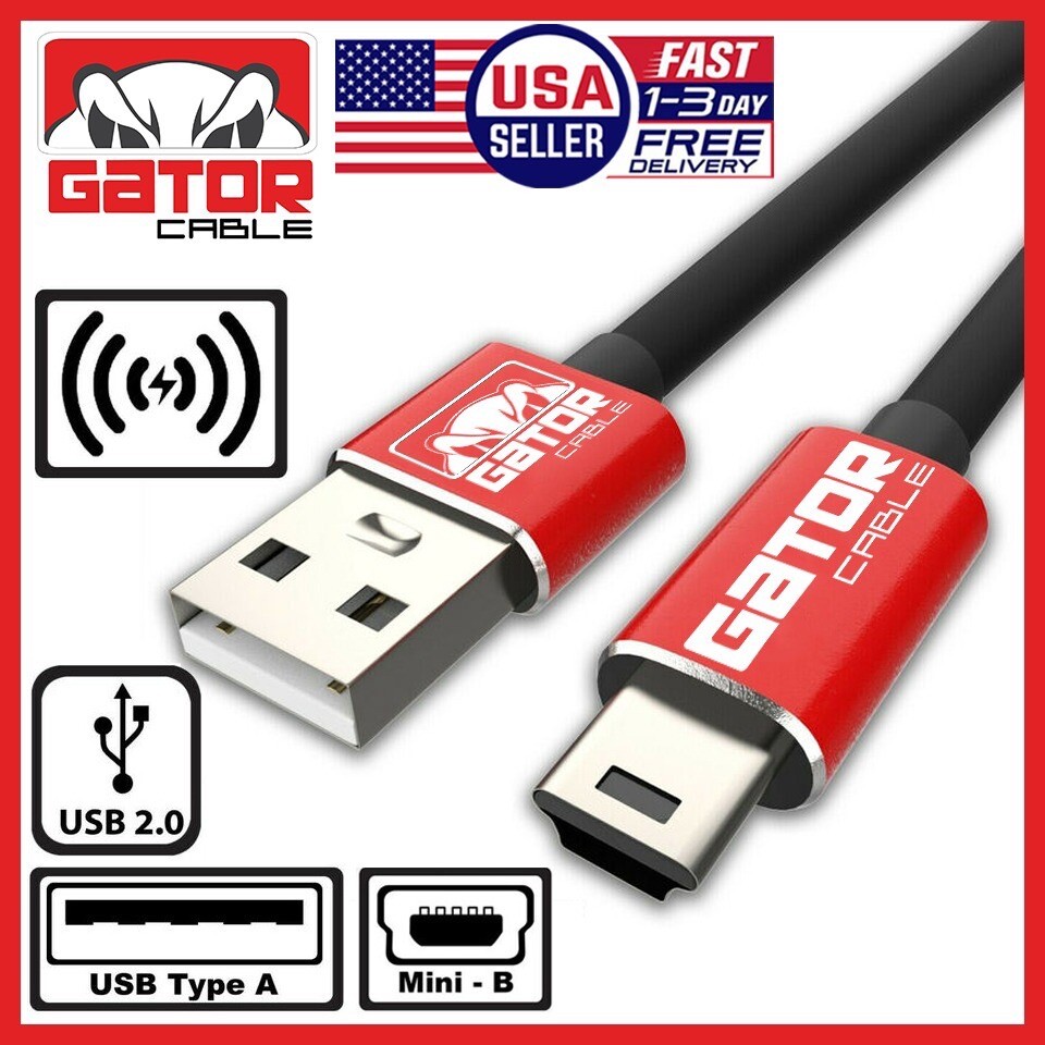 Mini USB to USB-A Cable Mini-B 5-Pin Data Sync Charging for Camera GPS Dash Cam