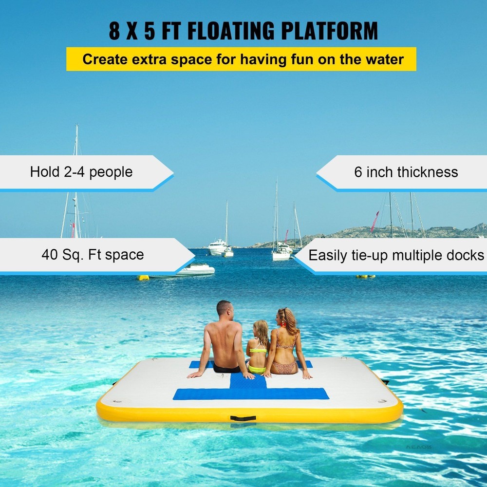 8x5ft Inflatable Dock Platform with Electric Air Pump & Floating Base