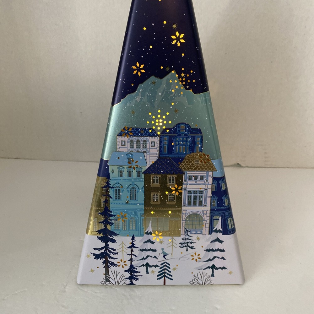Empty 12" Lighted Pyramid Tin Winter Scene Works