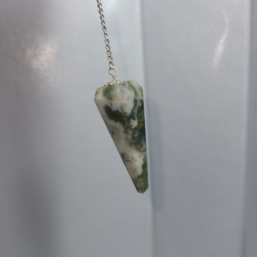 Tree Agate Faceted Cone Crystal Dowsing Pendulum Divination Tool