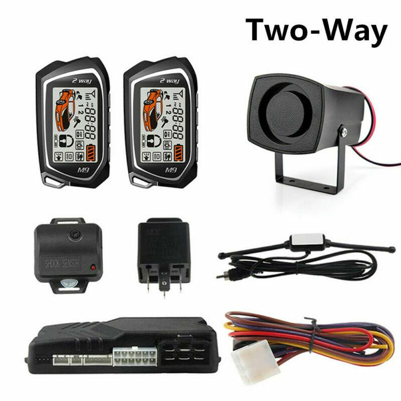 Car Alarm System Engine Start 2LCD Remote Security Two-way Keyless Entry Central