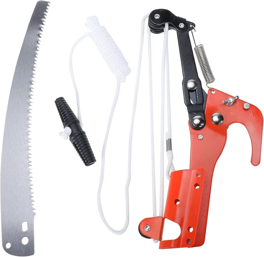 Extendable Tree Pruner Saw with Pulley System for High Branches