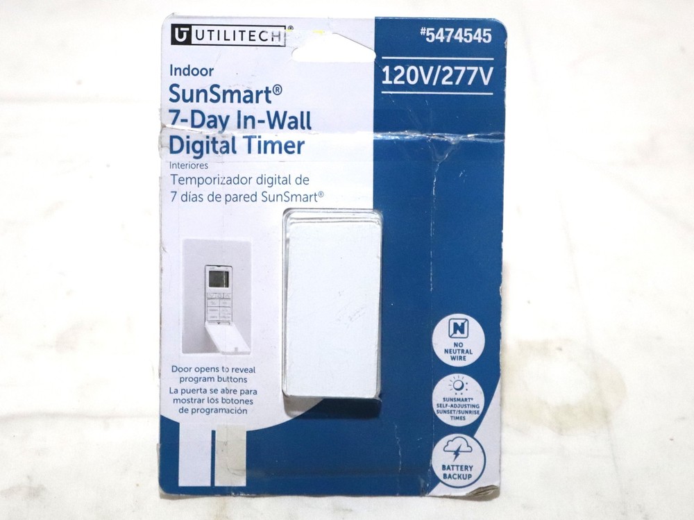 Utilitech Programmable Digital Lighting Timer, 15 Amps, 120-Volt, Indoor 5474545