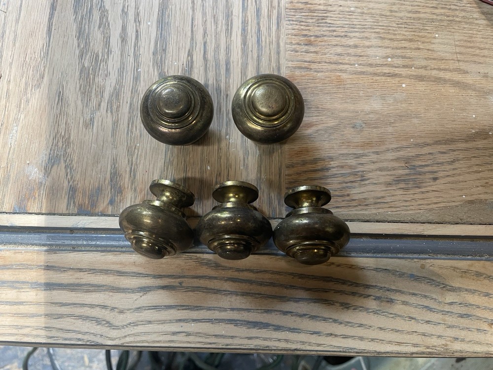 Vintage solid Brass Knobs, Set Of 5