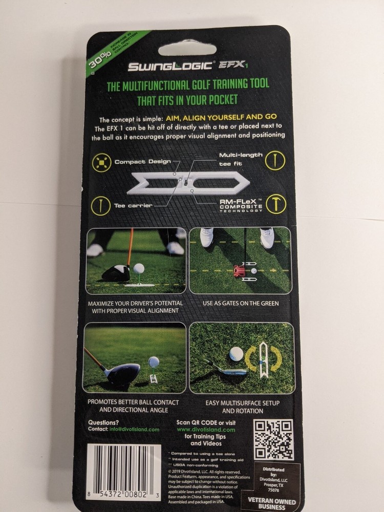 Swinglogic EFX1 Golf Target & Alignment Tool Divot Island New