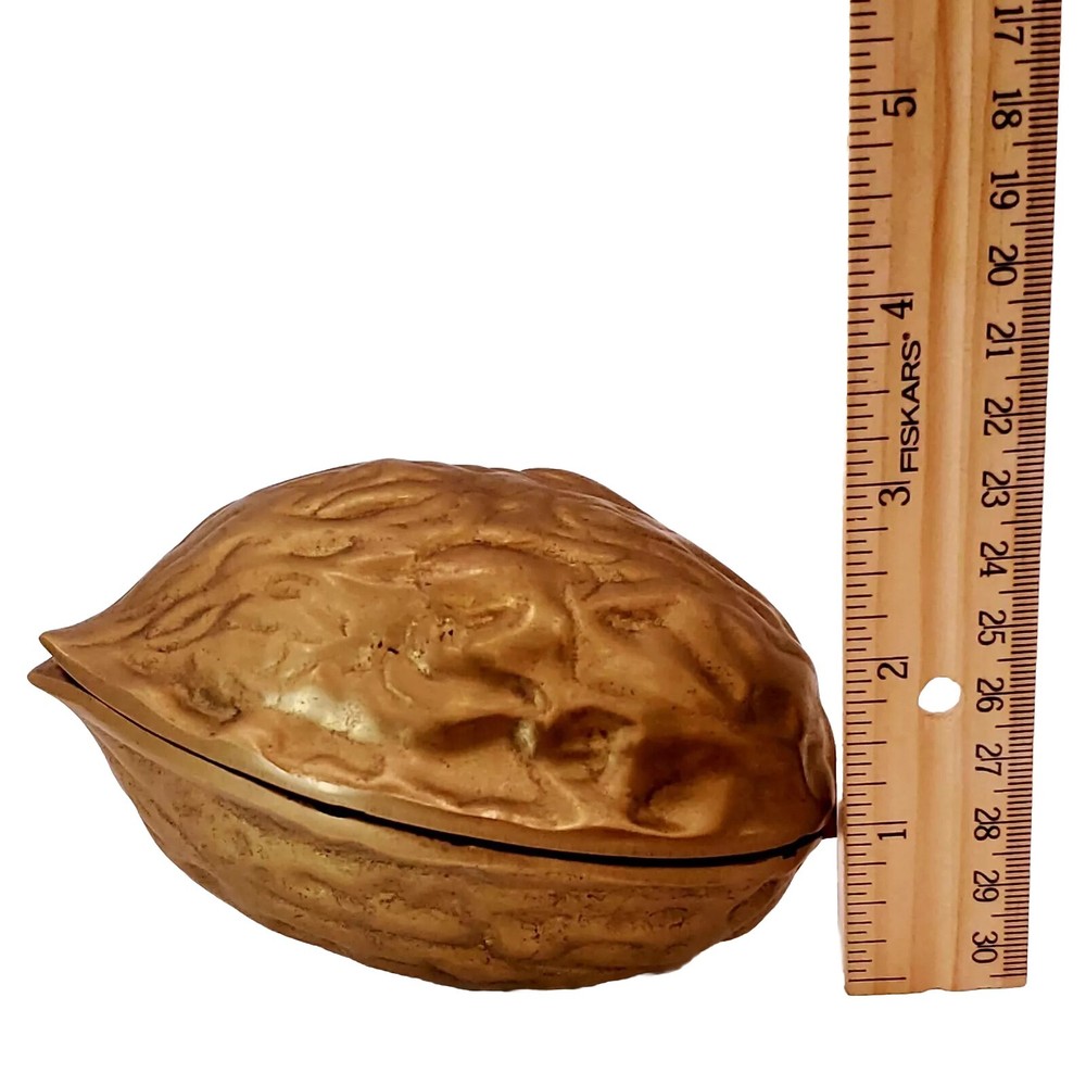 Vintage Heavy Solid Brass Walnut Shaped Nutcracker