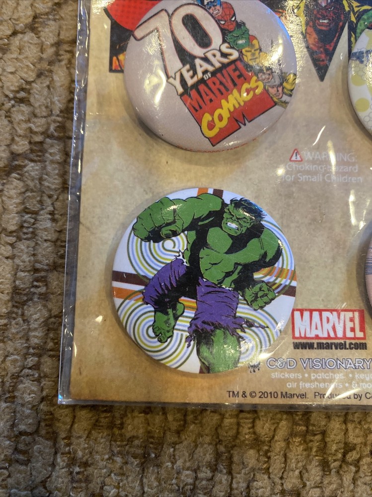 2010 Marvel Comics Assorted Artworks Button Set, 4 Piece - Mint and Sealed
