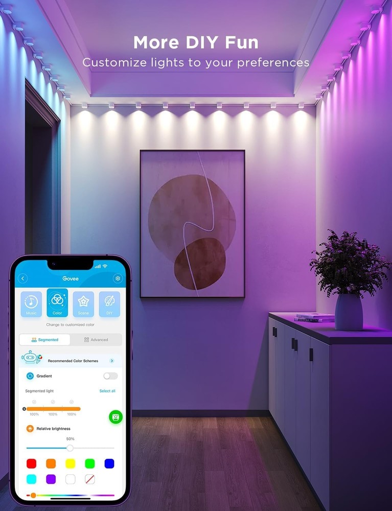String lights wit recessed fixtures,smart LED string lightscompatible with Alexa