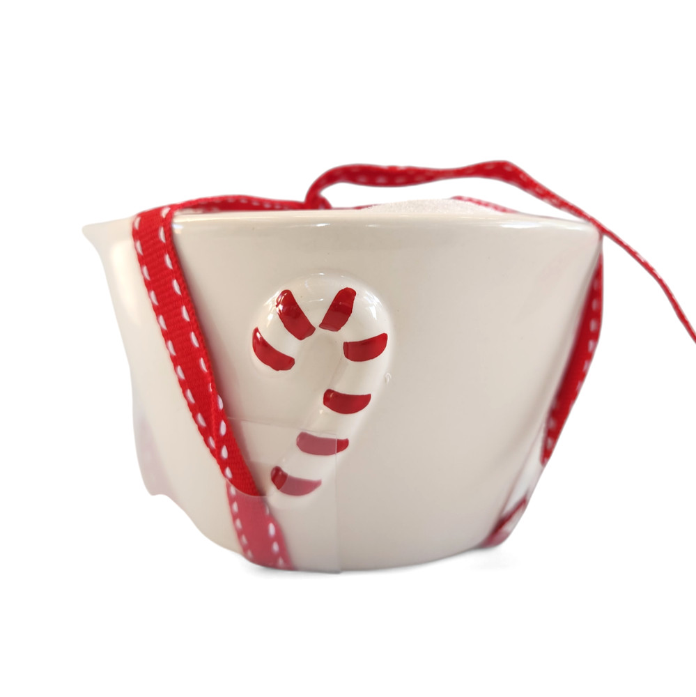 Rae Dunn Ceramic Christmas Candy Cane Nesting Measuring Cup Set Brand New
