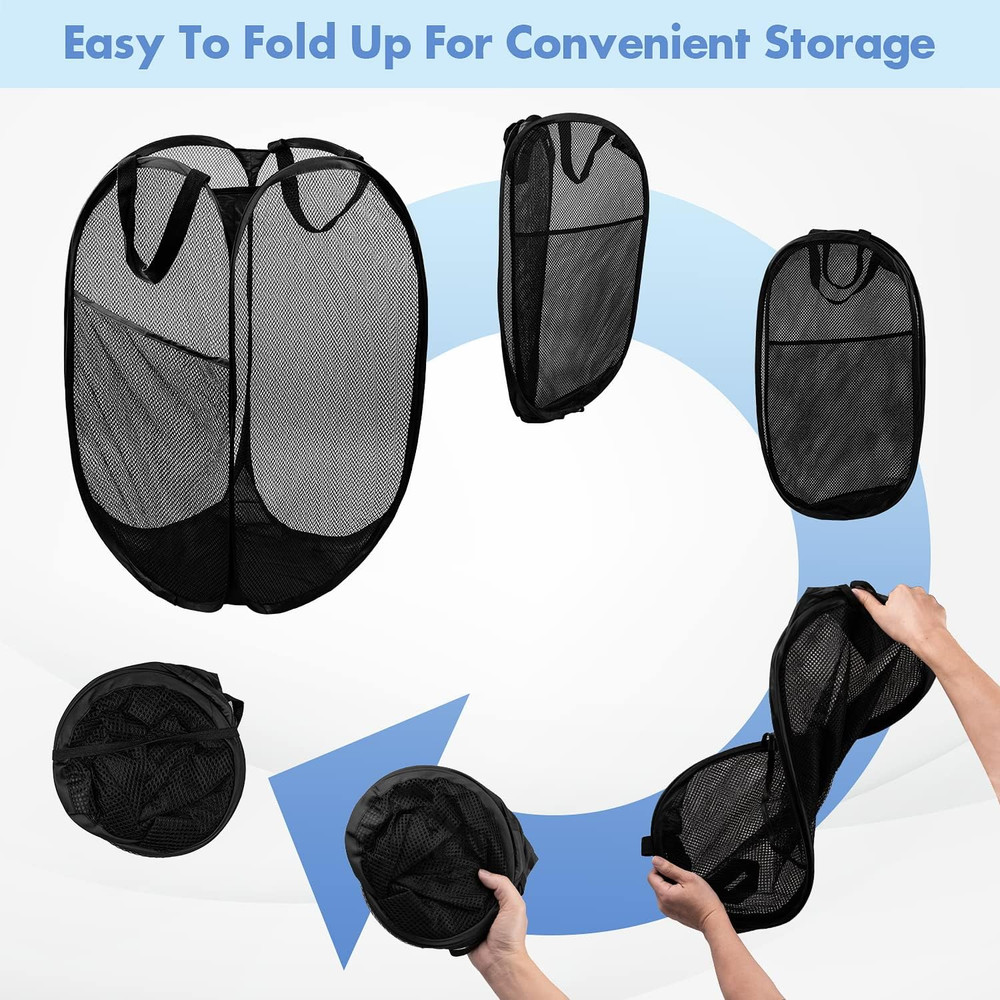 Pop Up Hamper, 1 PCS Mesh Pop Up Laundry Hamper, Foldable Mesh Laundry Basket...