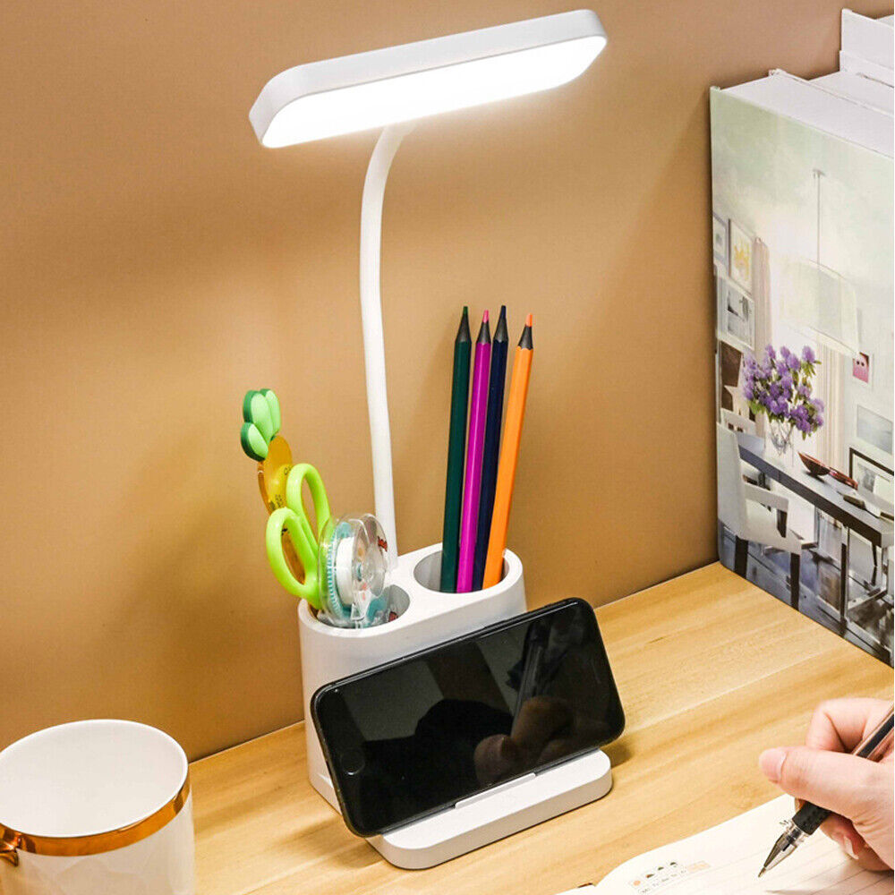 Dimmable LED Desk Light Touch Sensor Table Bedside Reading Lamp USB Rechargeable