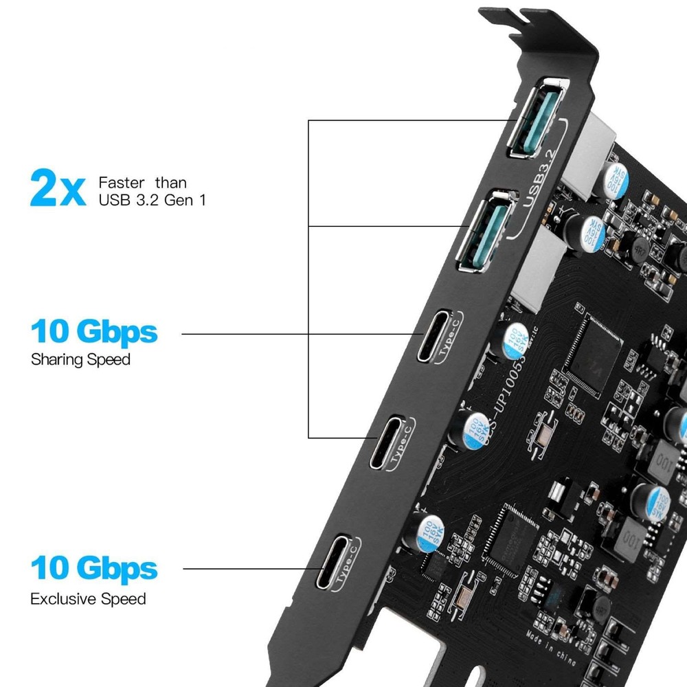 5 Ports Expansion Card 20Gbps For Desktop computers 2*USB Type-A 3*USB Type-C