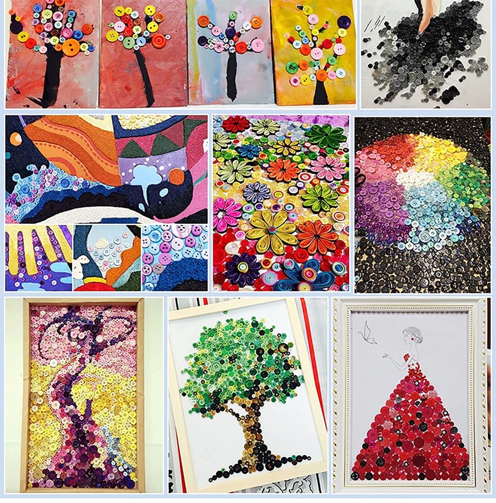 600-700 PCS Blue Buttons for Crafts, Assorted Size Sewing Decor Bulk Bundle