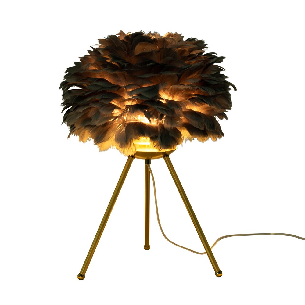 Gray Feather Table Lamp Tripod Lamp, Feather Lamp, Table Light Hand Control US~！