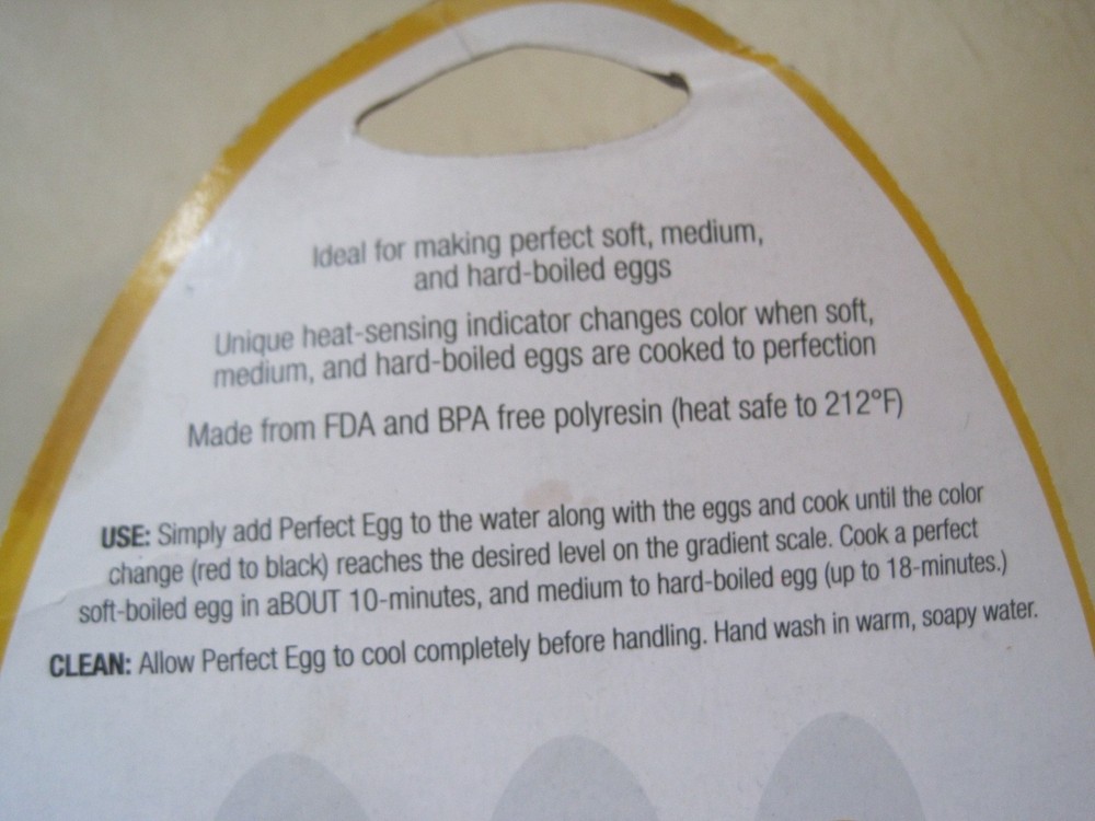 NEW Perfect Egg Egg Timer Soft Medium Hard Add to Water with Eggs