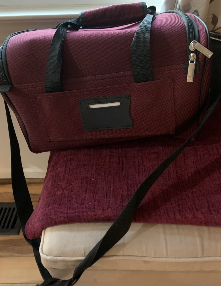 Chaps Burgundy Polyester Duffle Bag Adjustable Strap Soft Case