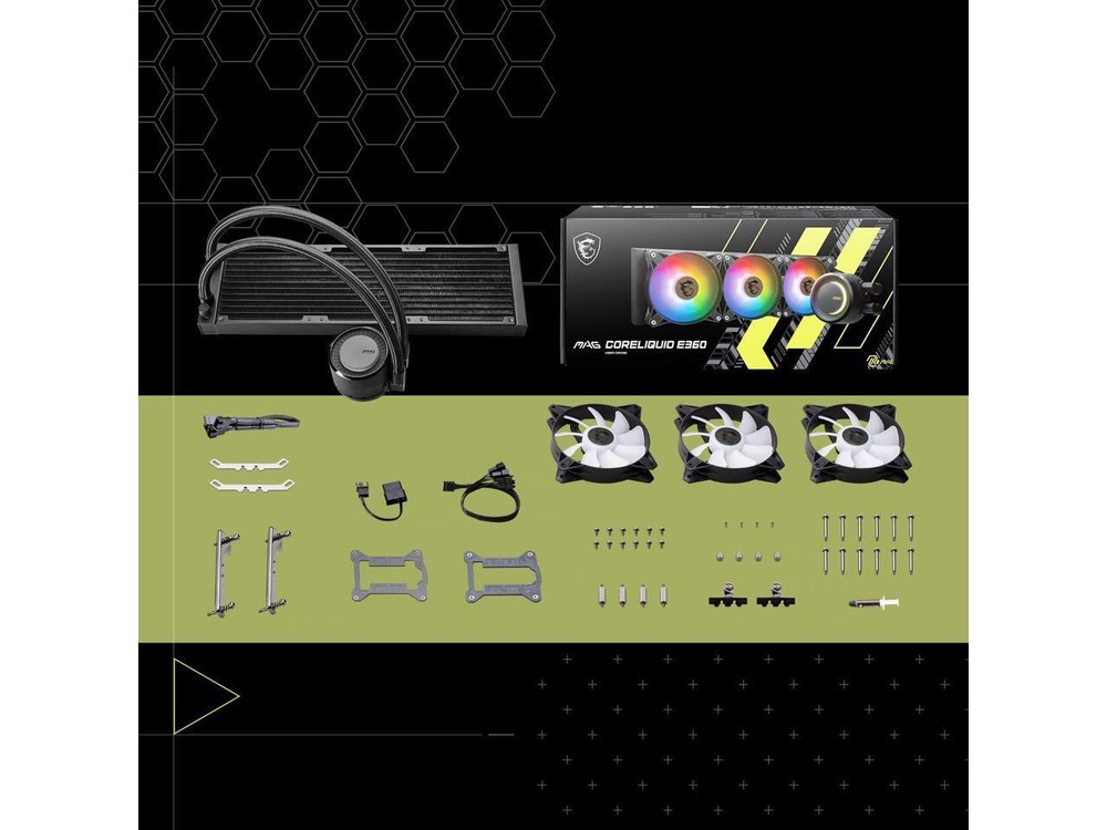 MSI MAG CoreLiquid E360 Black - AIO ARGB CPU Liquid Cooler - Rotating Cap Design