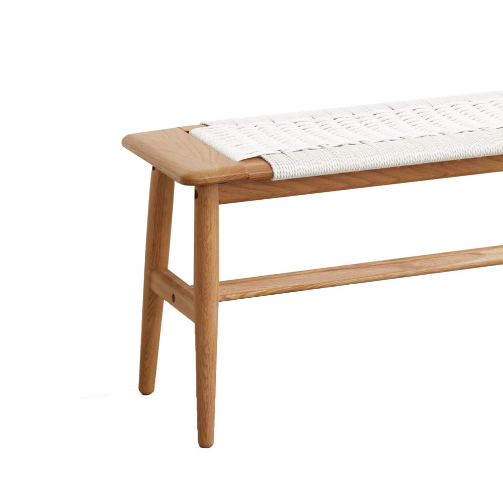 Bed Bench Solid Oak Features Hand-Woven Seat Multi-Functional