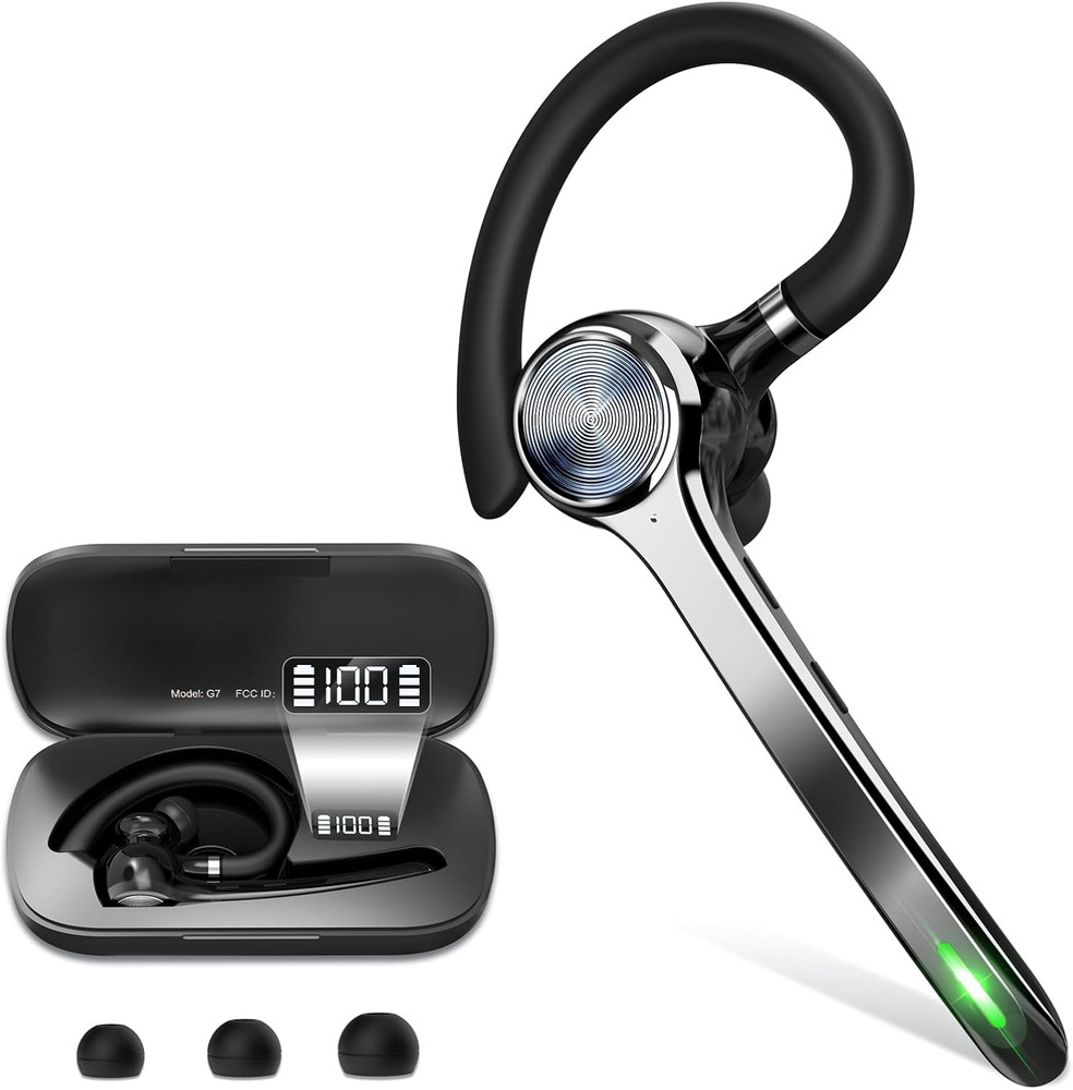 Bluetooth Headset, Wireless Bluetooth Earpiece with 500mAh Charging Case 72 Hour