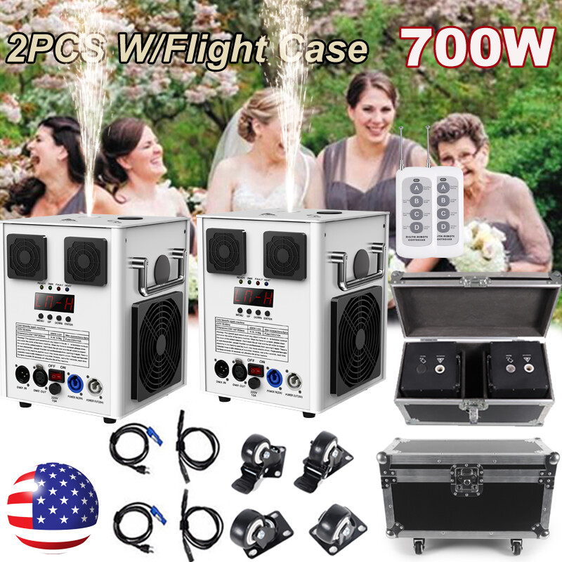 2PCS 700W Cold Spark Firework Machine Stage Effect DJ Party Event Wedding W/Case