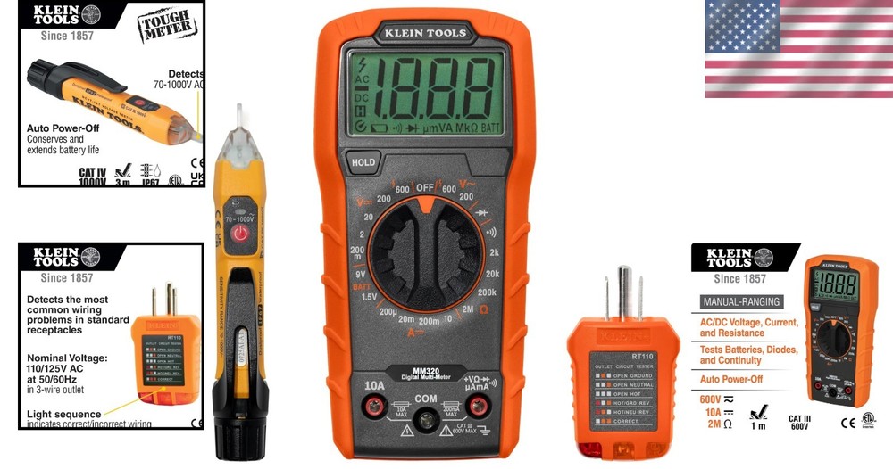 Klein Tools Digital Multimeter & Voltage Tester Kit - Safe, Compact & Reliable