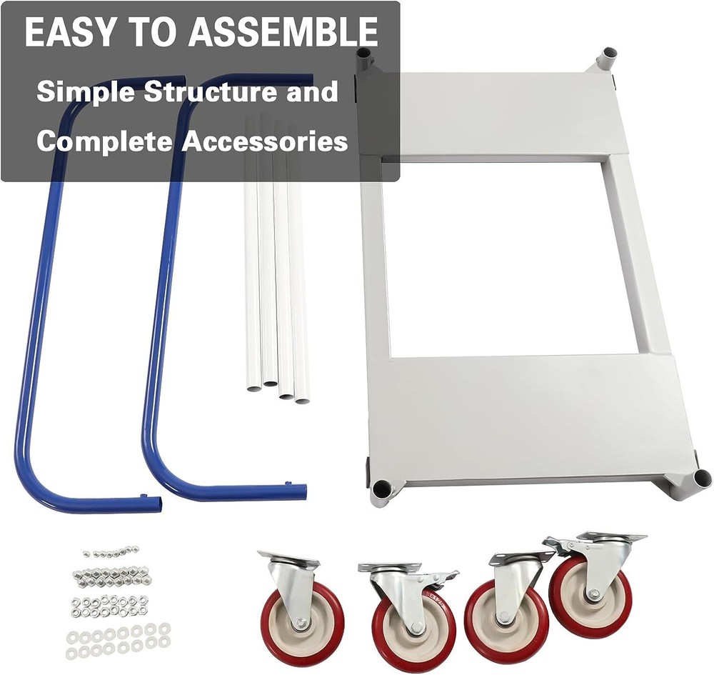 1500 lbs Professional Panel Cart Dolly Rectangular Low Noise with 5 inch Casters