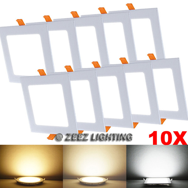 10 Pack 20W 9-Inch Square Cool White Canless LED Recessed Ceiling Panel Light