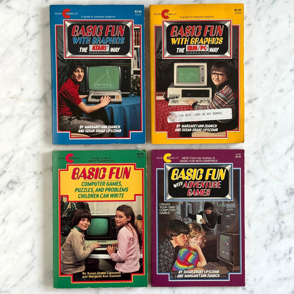 Vintage 1983 BASIC Programming Books including Atari & IBM/PC Graphics & Games