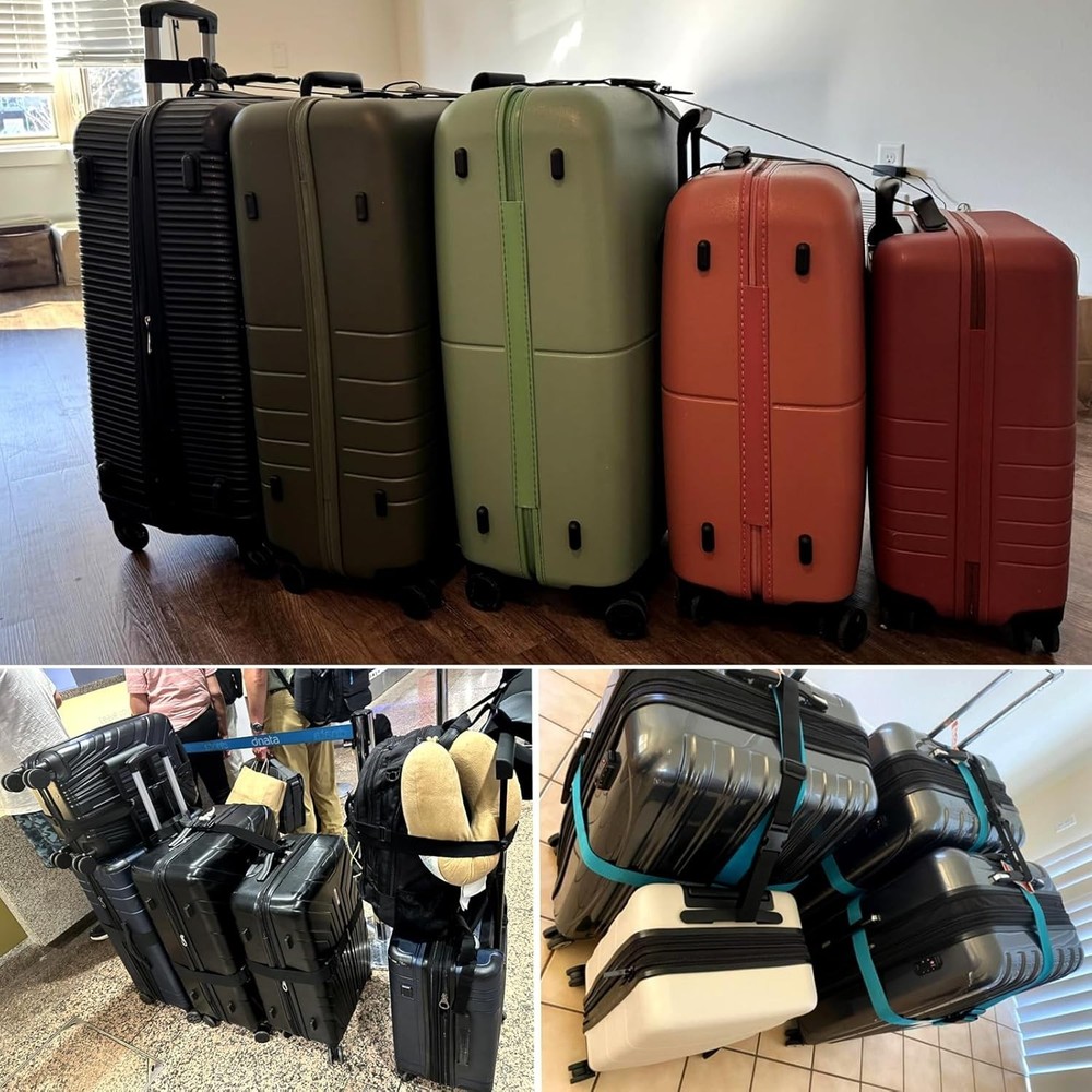 Lightweight Adjustable Black Luggage Straps - Quick Release & 250 lbs Capacity
