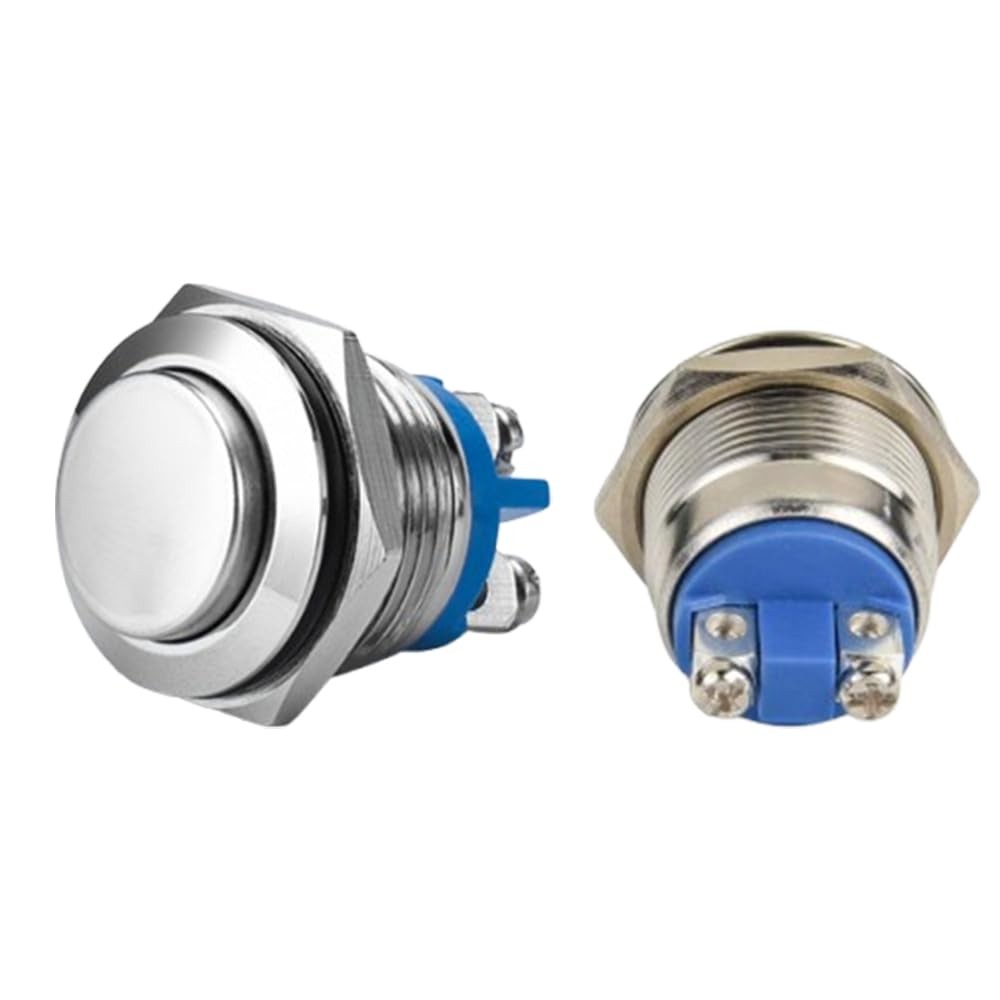 6Pcs Push Button Switch- Metal Waterproof and Rustproof Toggle 6PCS, Silver