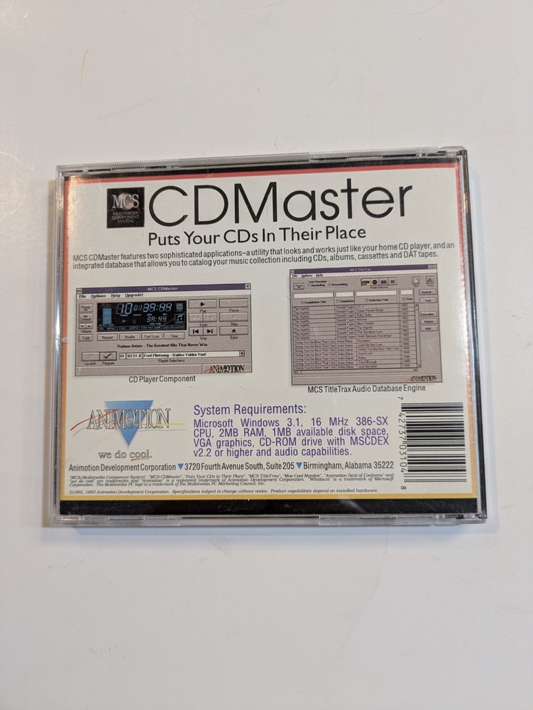 Vintage Animotion CD MASTER CD-Rom Software WINDOWS CD Cataloging