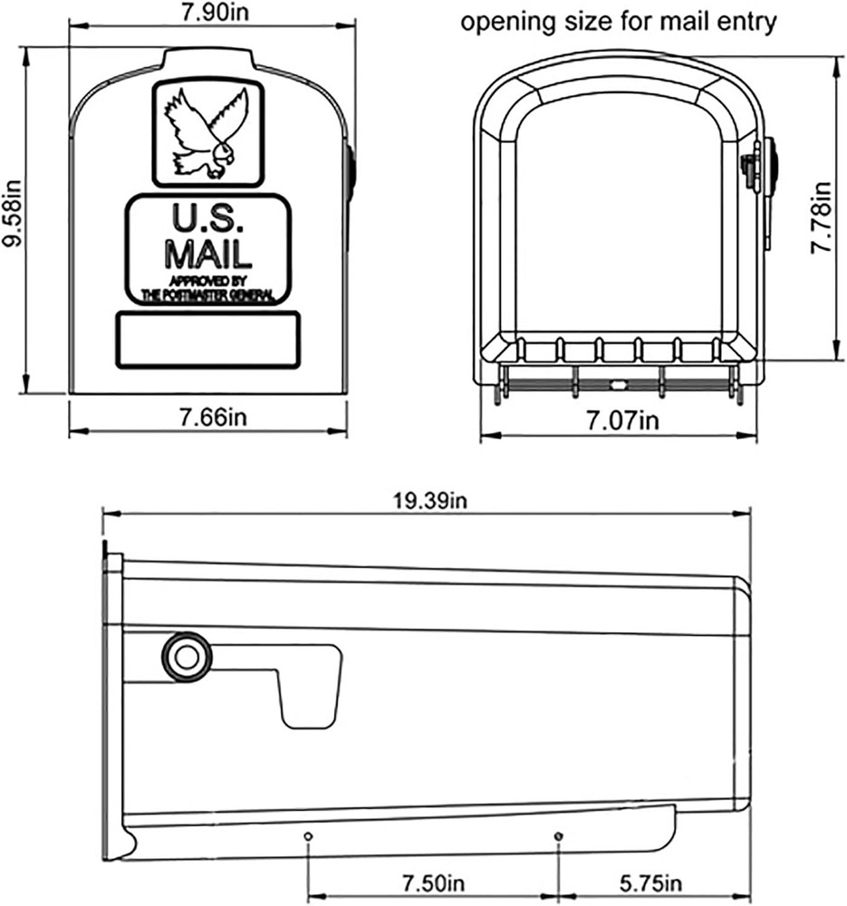 Architectural Mailboxes Parsons Medium Capacity, Plastic Post Mount Black