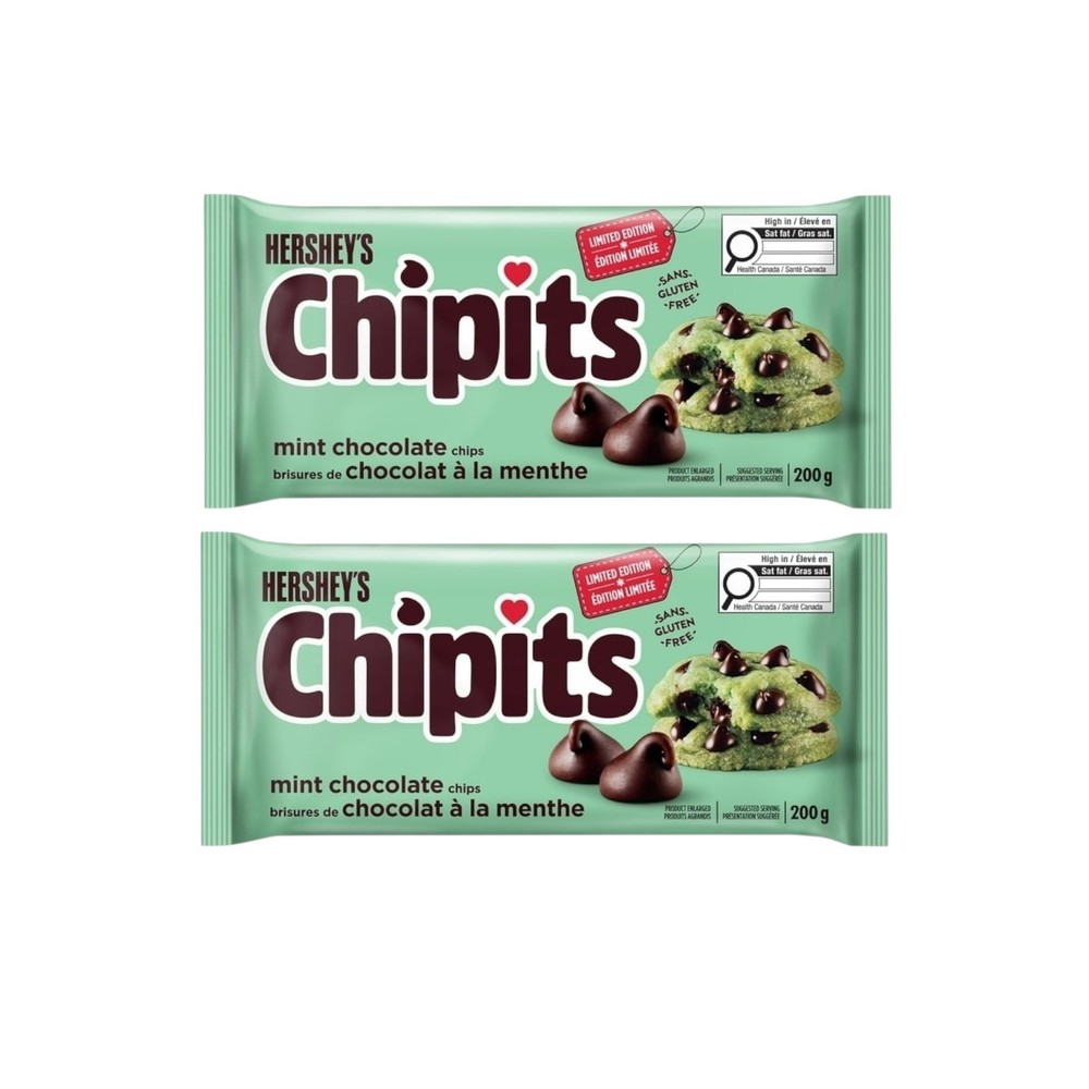 2 Hershey's Chipits Mint Baking Chocolate Chips 200g Each