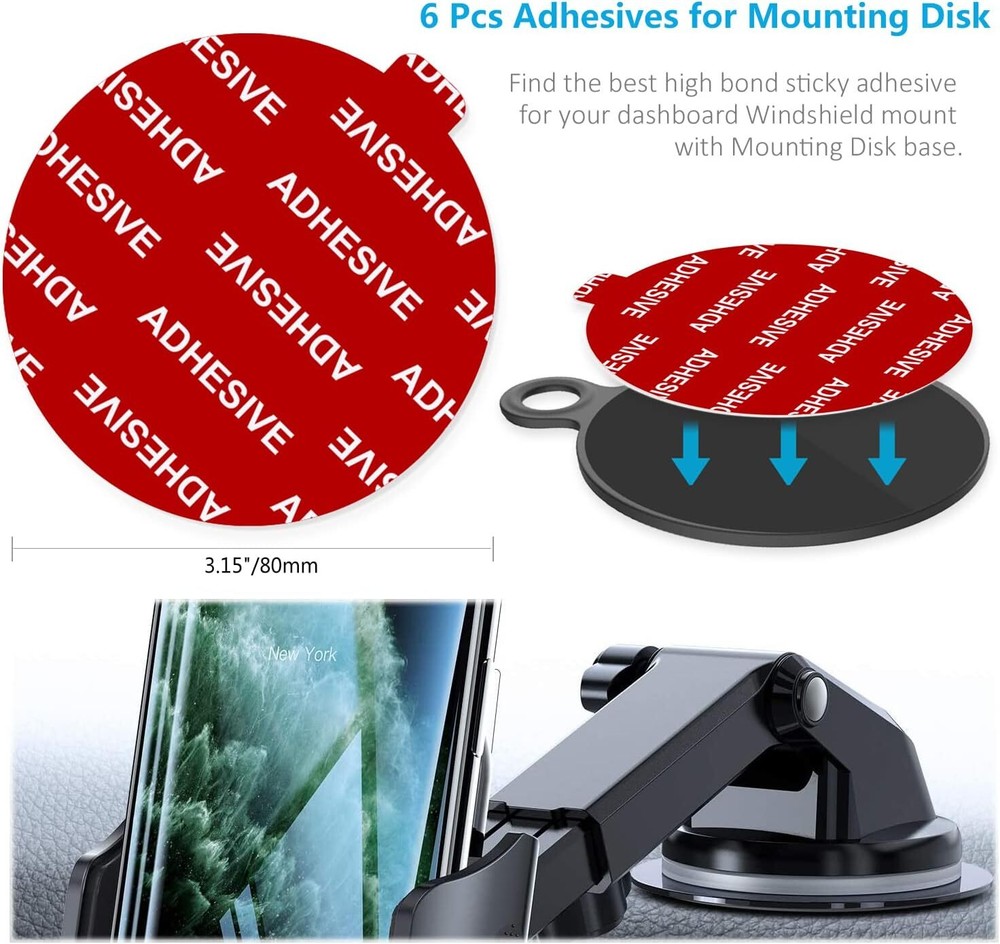 6-Pack Sticky Adhesive, Double-Sided for Dashboard Phone Holder & Car Mount USA