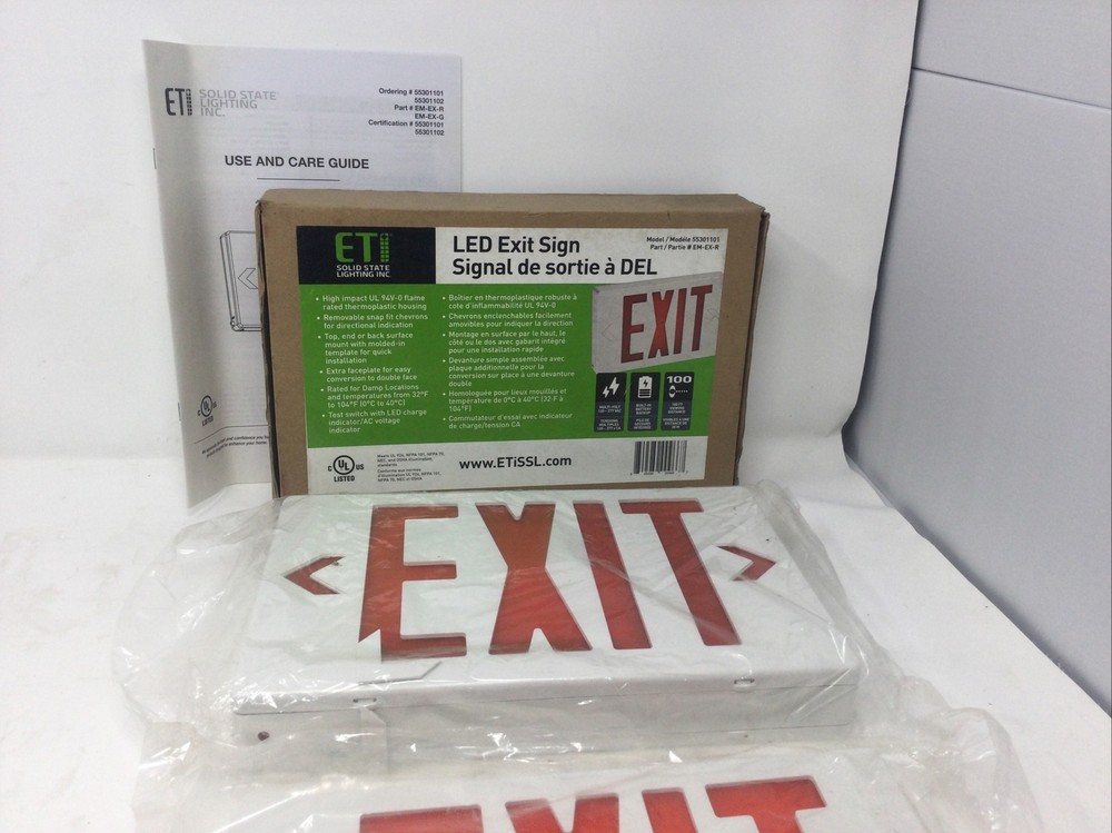 ETI LED Emergency Exit Light Sign Red  Model 55301101