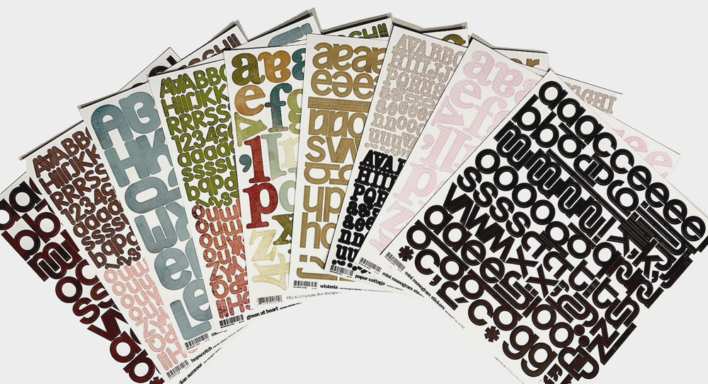 Basic Grey   [12x12 STICKERS]  Alphabet Monogram  (Set B)