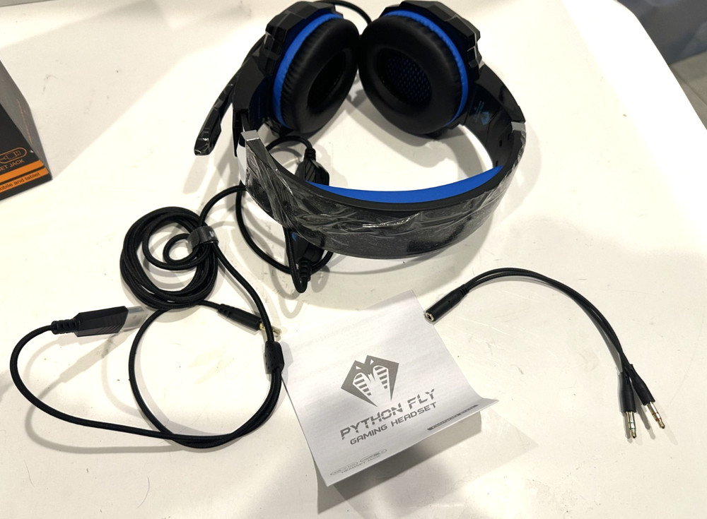 PYTHON FLY G9000 MAx Stereo Gaming Headset for PS4/5 PC Xbox Noise CANCEL Blue