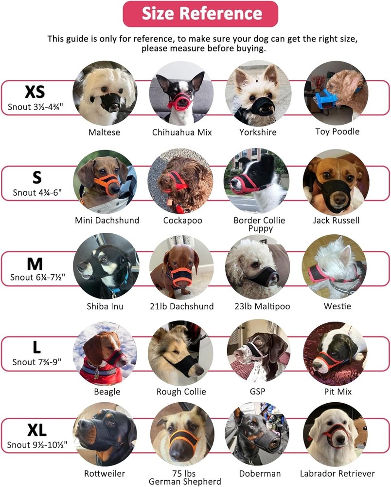 Dog Muzzle Anti Biting Barking & Chewing W/ Comfortable Mesh Soft Fabric &