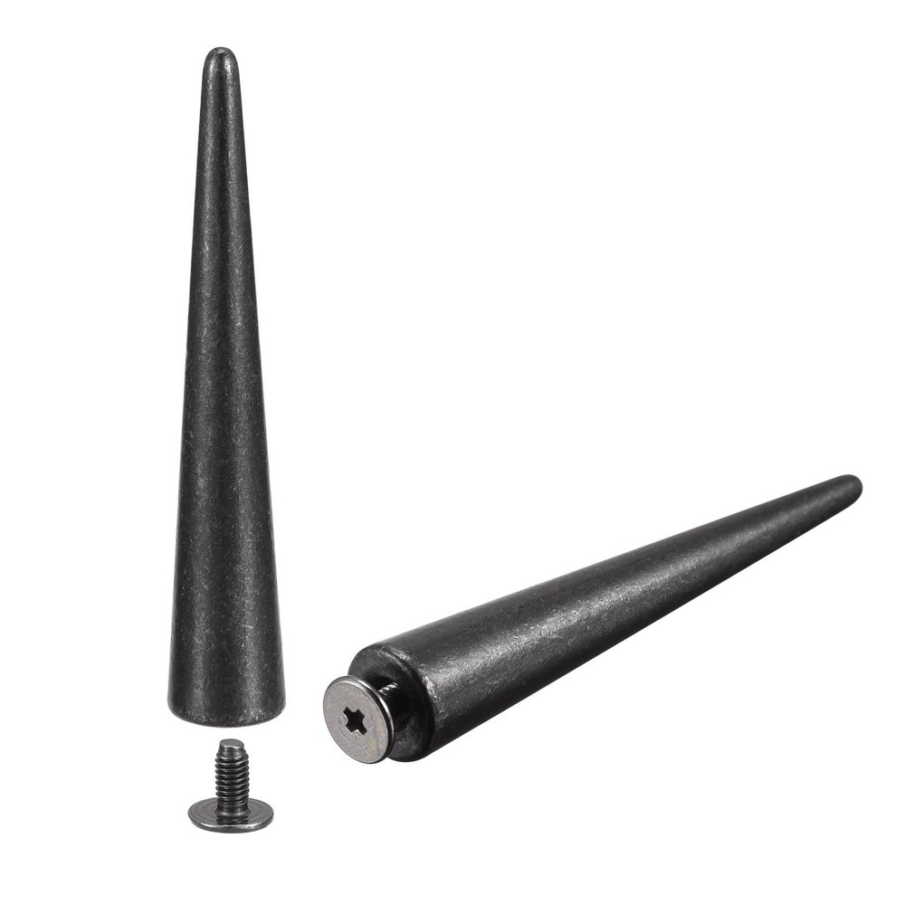 10x55mm Screw Back Rivets, 10 Set Solid Leather Studs for DIY Black